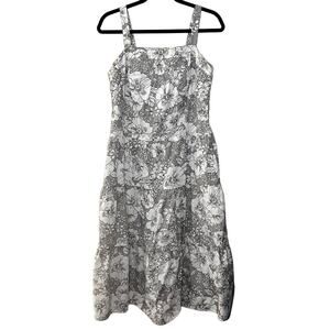 Lane Bryant women's brown cream/white floral tiered sleeveless midi dress Sz 14